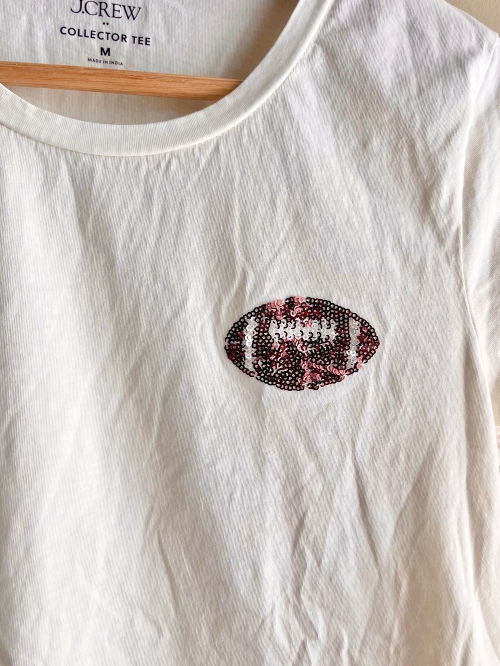 J. Crew White Short-Sleeve Tee with Sequined Emblem - Picture 3 of 4